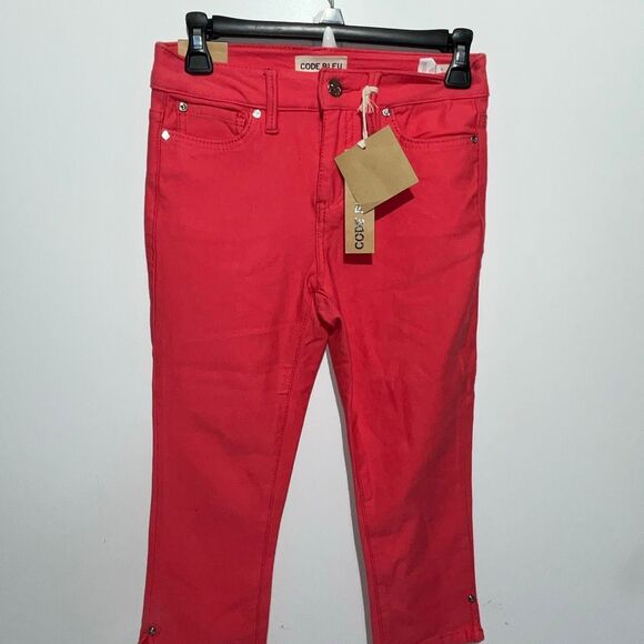 Code Bleu Women's dark pink Gwen Straight Leg Cotton Blend Cropped Jeans Size 2P - Picture 2 of 9